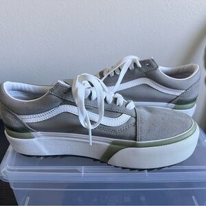 Vans FU Old Skool Stacked Sneakers, Size 8, Drizzle/True White - Like New